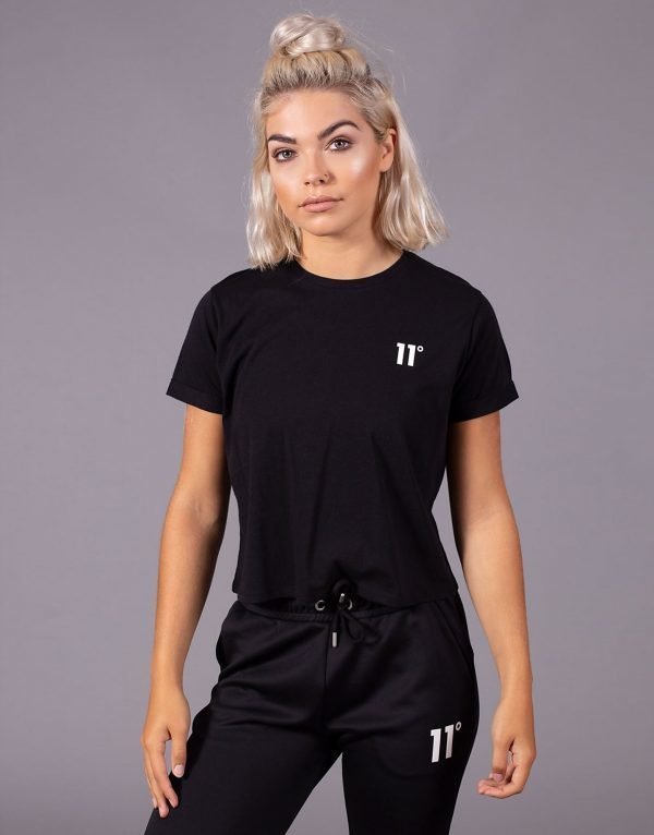 11 Degrees Logo Crop T-Shirt Musta