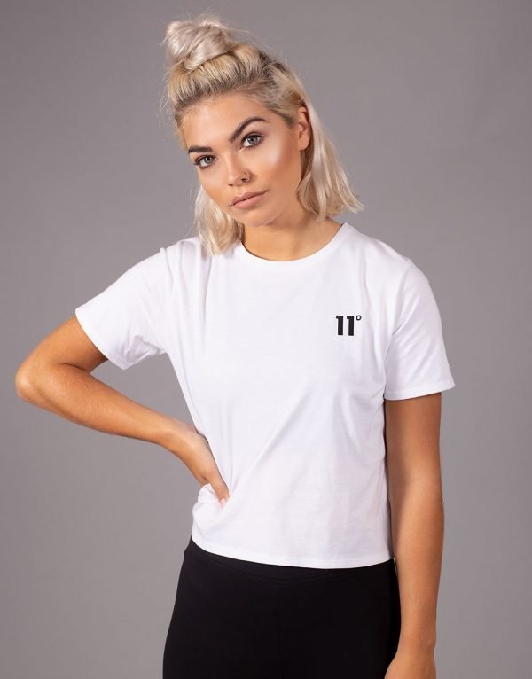 11 Degrees Logo Crop T-Shirt Valkoinen