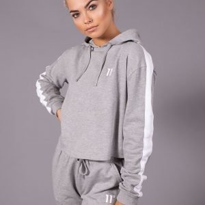 11 Degrees Panel Crop Hoodie Harmaa