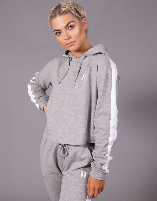 11 Degrees Panel Crop Hoodie Harmaa