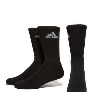 Adidas 3 Pack Crew Socks Musta