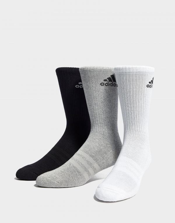 Adidas 3 Pack Crew Socks Musta