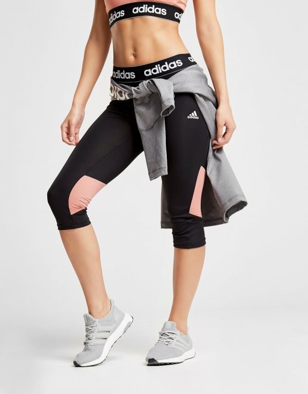 Adidas Linear Mesh Capri Leggings Musta