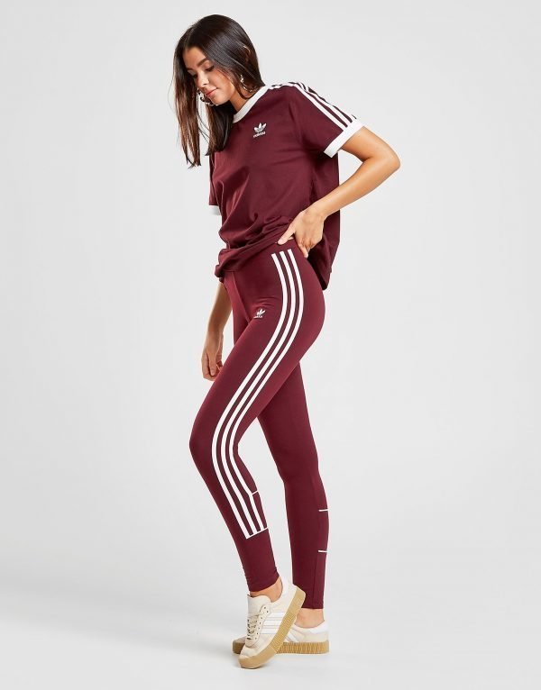 Adidas Originals 3-Striped Leggings Maroon / White