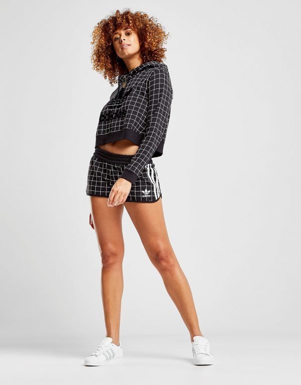 Adidas Originals 3-Stripes All Over Grid Print Shortsit Musta