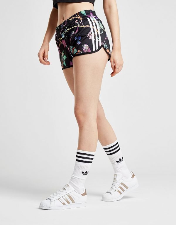 Adidas Originals 3-Stripes All Over Print Shortsit Musta