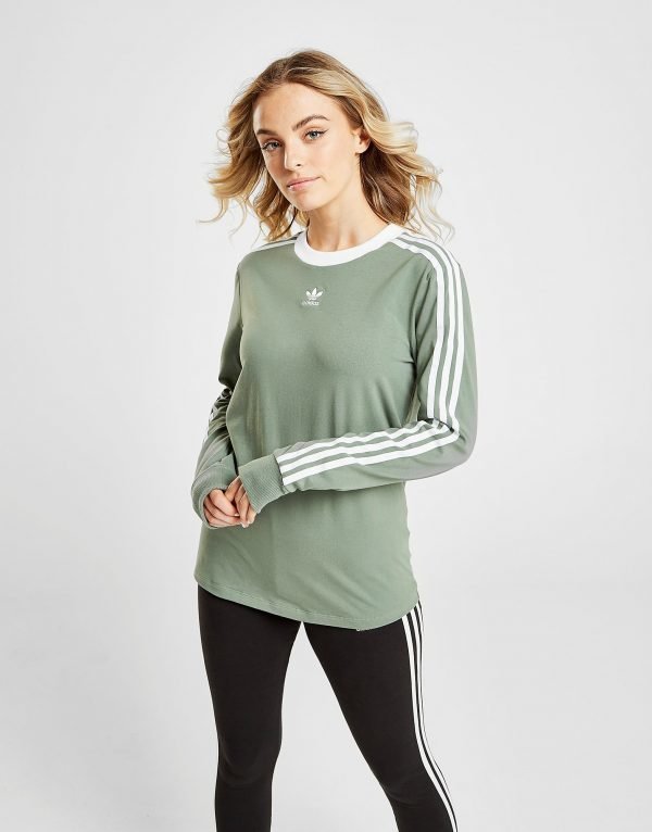 Adidas Originals 3-Stripes Long Sleeve California T-Paita Vihreä