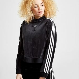 Adidas Originals 3-Stripes Velvet Crop Overhead Huppari Musta