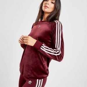 Adidas Originals 3-Stripes Velvet Long Sleeve California T-Shirt Maroon / White