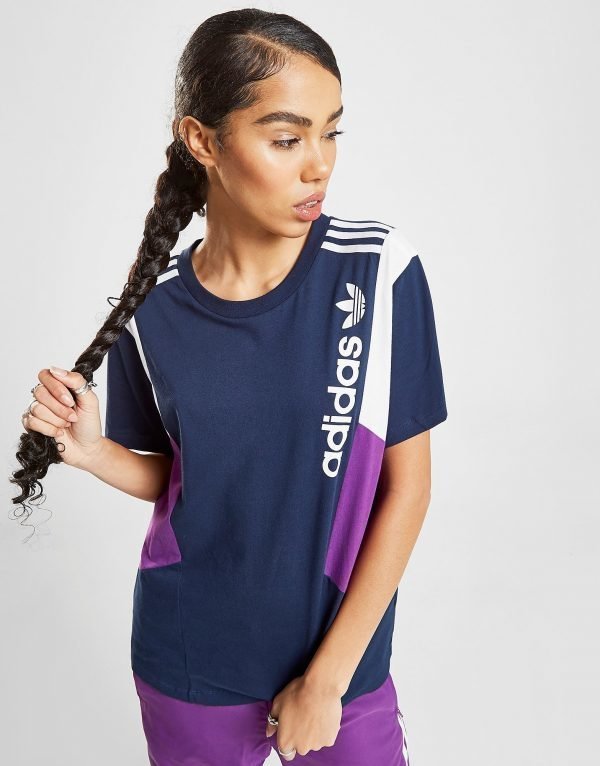 Adidas Originals 90'S Colour Block Boyfriend T-Shirt Sininen
