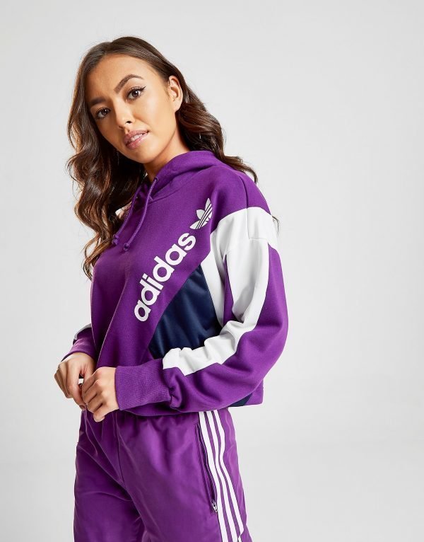 Adidas Originals 90'S Colour Block Crop Hoodie Violetti