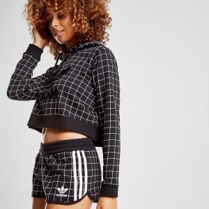 Adidas Originals All Over Grid Print Crop Huppari Musta