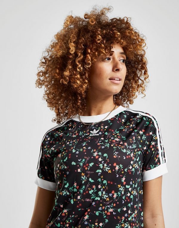 Adidas Originals Floral All Over Print T-Shirt Musta