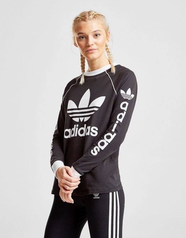 Adidas Originals Linear Long Sleeve T-Paita Musta