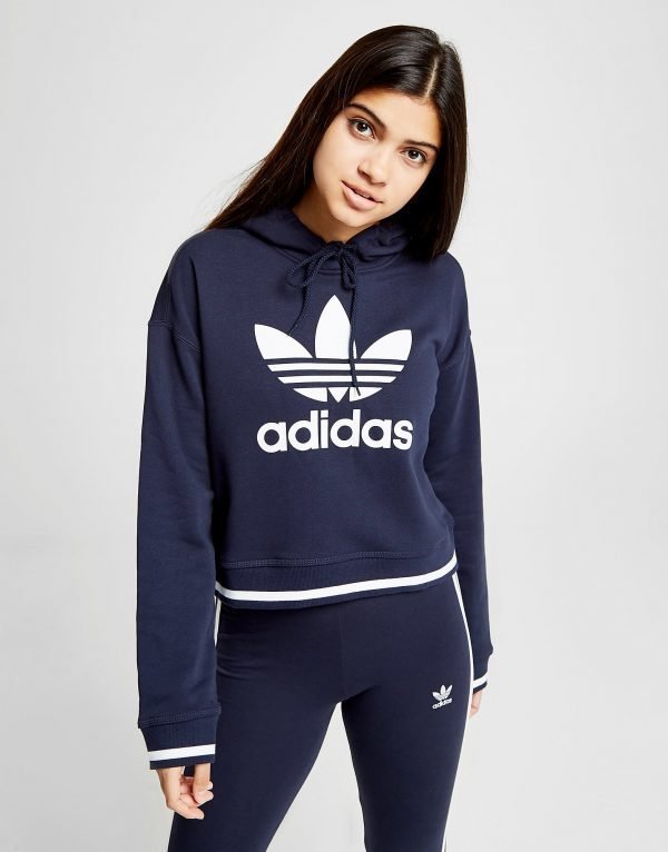 Adidas Originals Stripe Crop Overhead Huppari Laivastonsininen