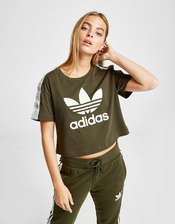 Adidas Originals Tape Crop T-Shirt Vihreä