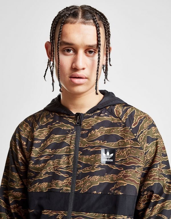 Adidas Originals Tiger Camouflage Windbreaker Jacket Musta