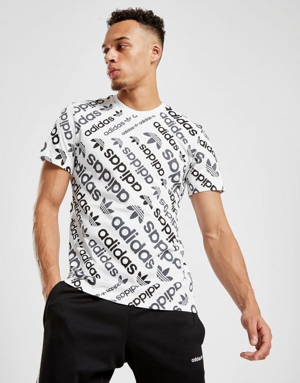 Adidas Originals Trefoil All Over Print T-Shirt Valkoinen