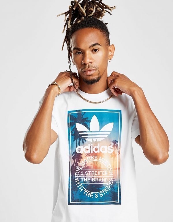 Adidas Originals Trefoil Photo Palm T-Shirt Valkoinen