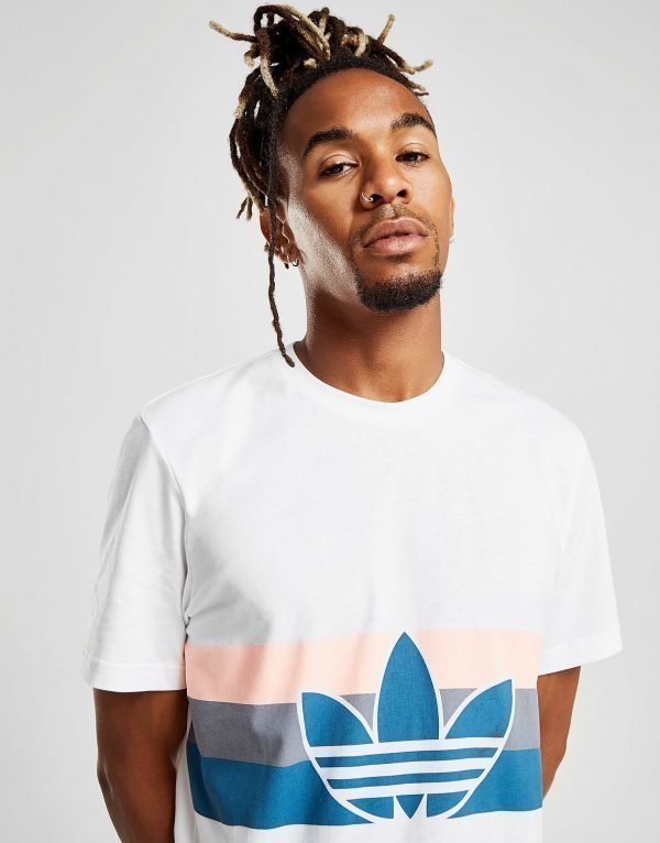 Adidas Originals Trefoil Stripe T-Shirt Valkoinen