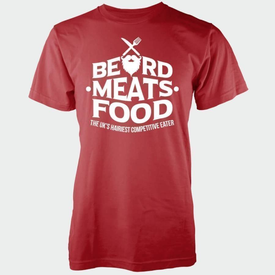 Beard Meets Food Men's Red T-Shirt S Punainen