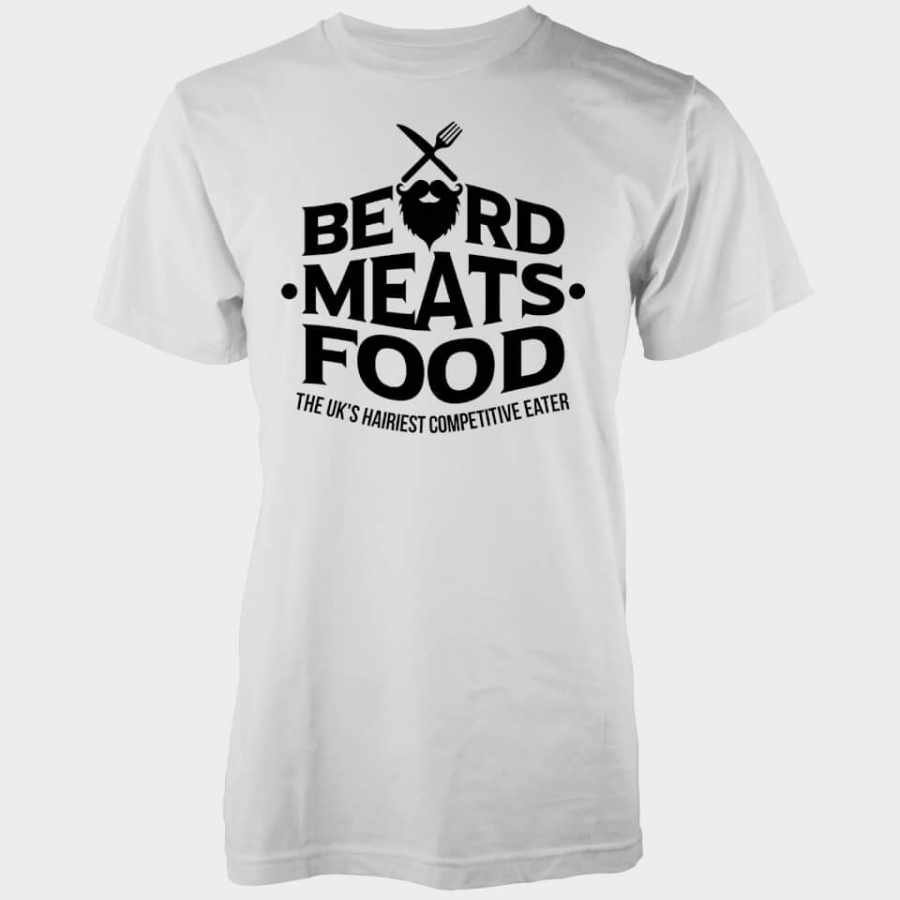 Beard Meets Food Men's White T-Shirt L Valkoinen