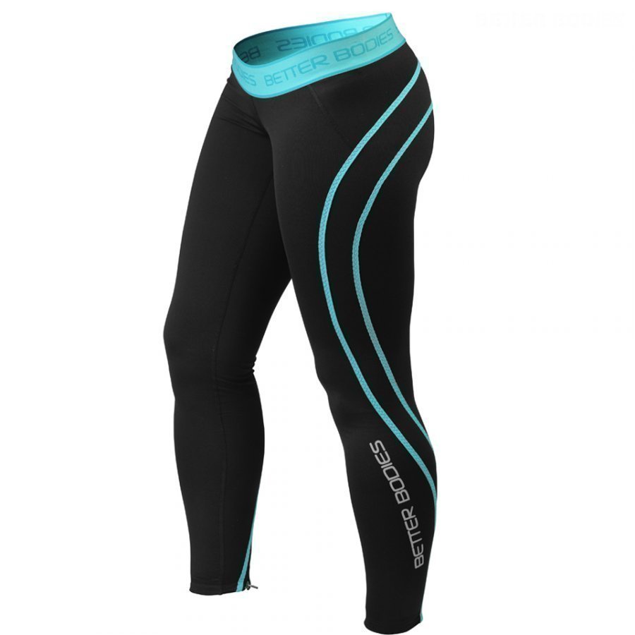 Better Bodies Athlete Tights Black/Aqua L Black/Blue