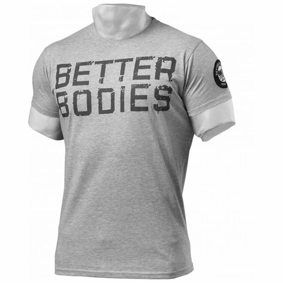 Better Bodies Basic Logo T-Shirt Grey Melange L Harmaa