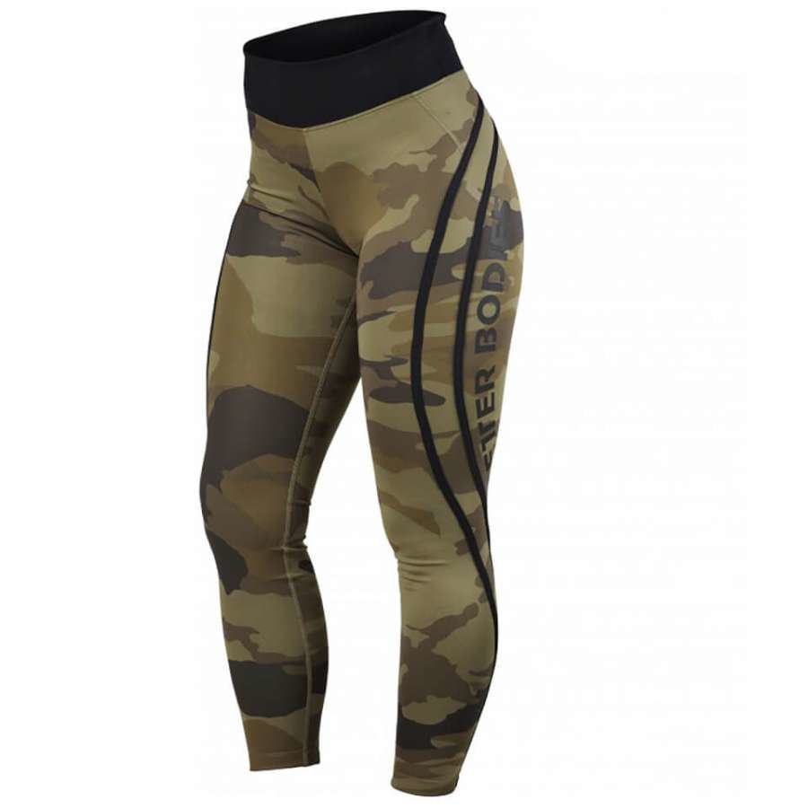 Better Bodies Camo High Tights Dark Green Camo XS Vihreä