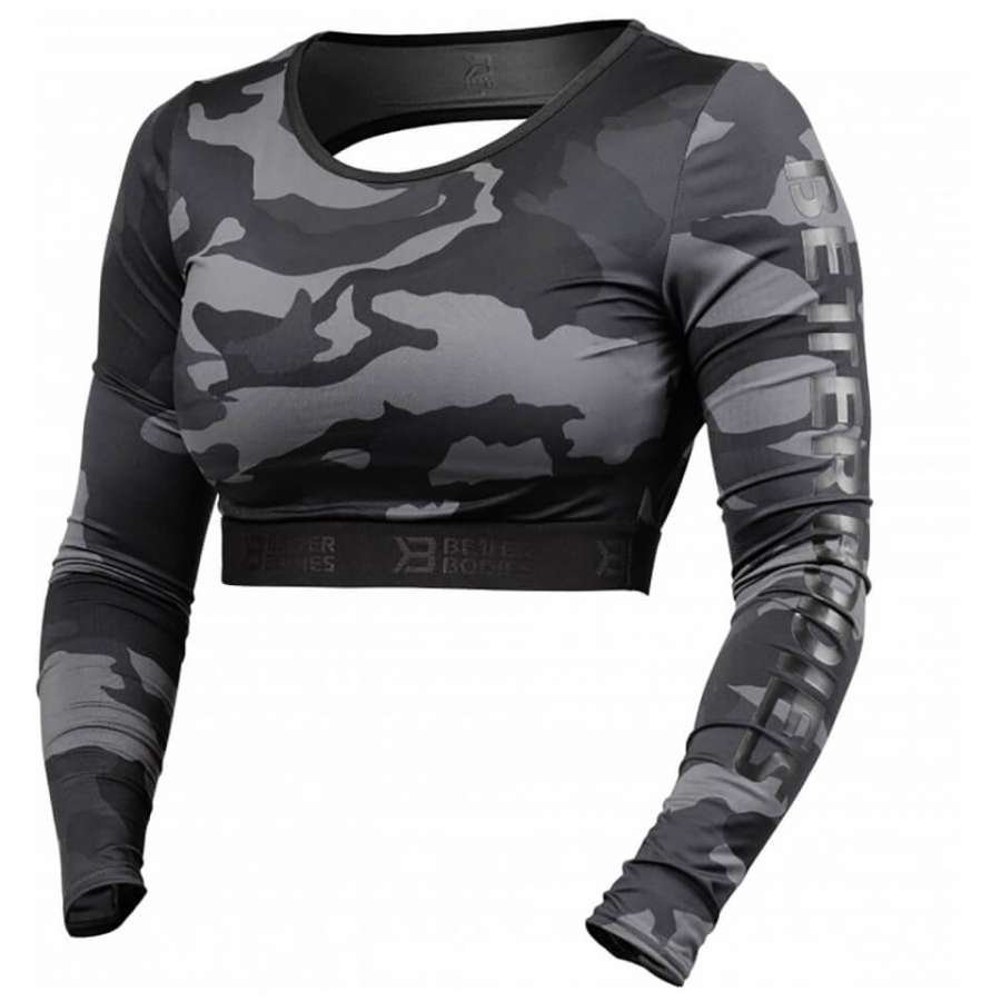 Better Bodies Chelsea Cropped Long Sleeve Sweatshirt Dark Camo M Vihreä