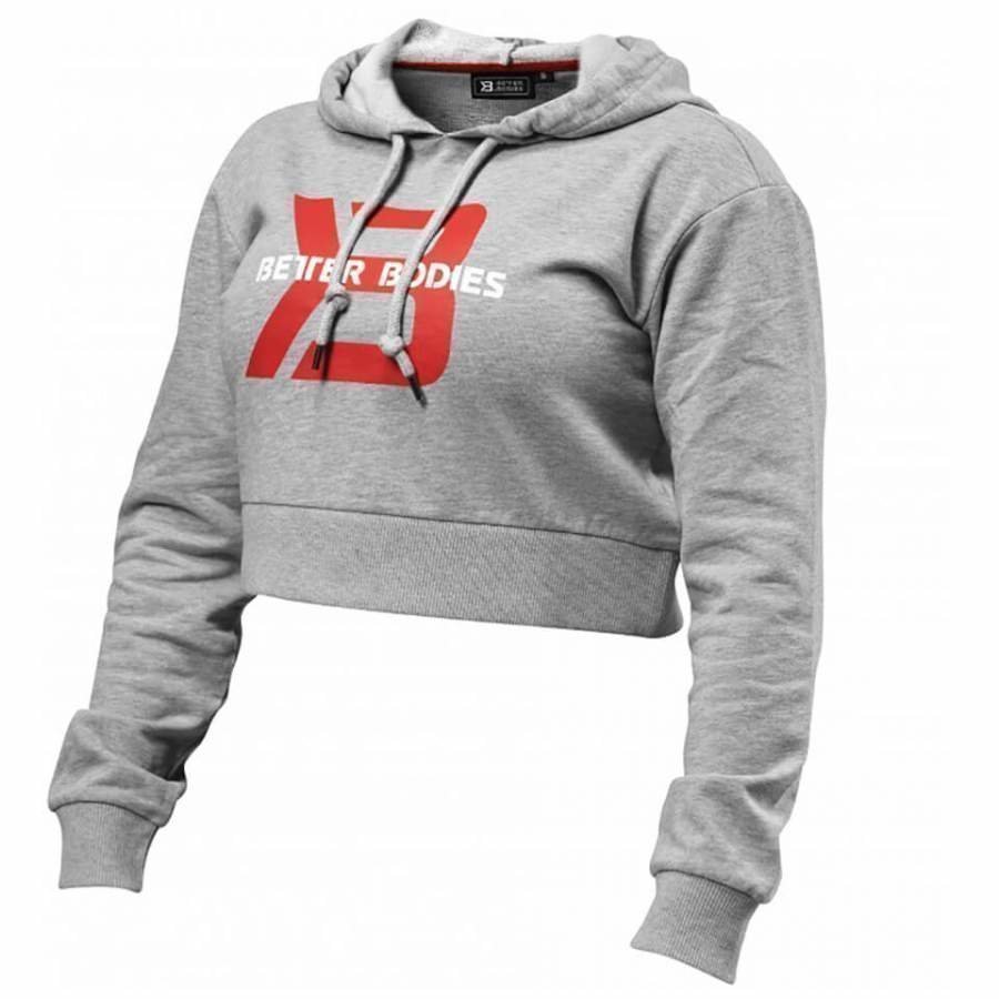 Better Bodies Cropped Hoody Grey Melnage M Harmaa