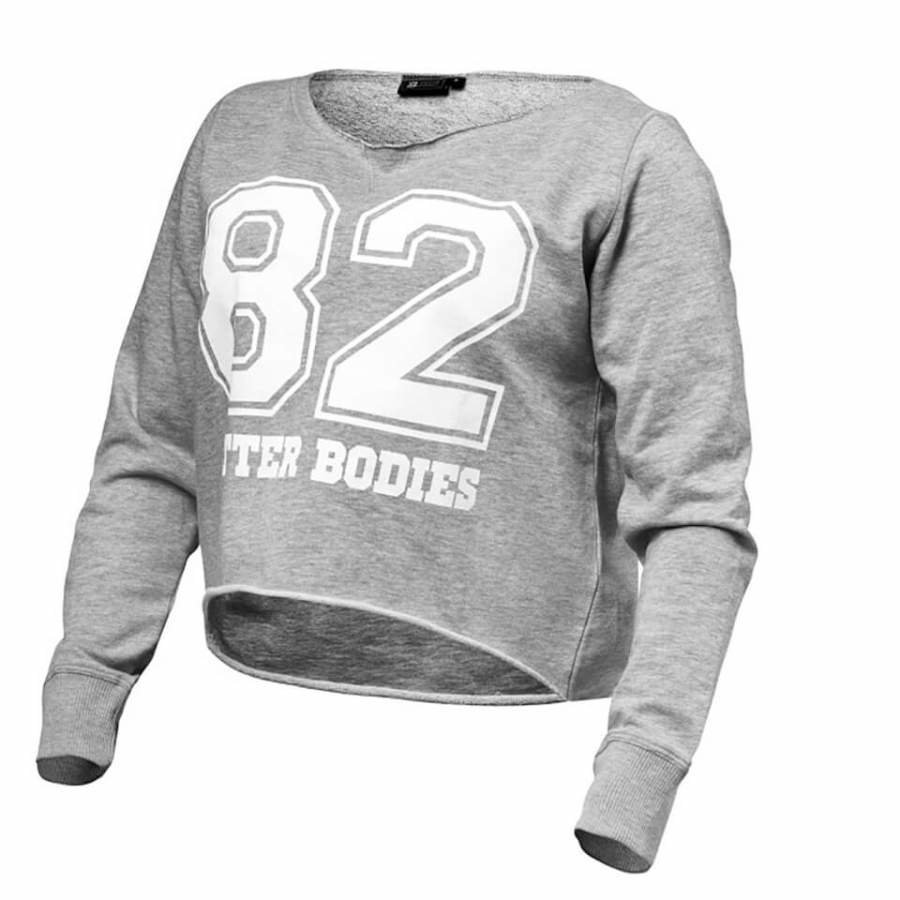 Better Bodies Cropped Sweater Grey Melange L Harmaa