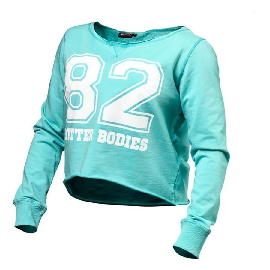 Better Bodies Cropped Sweater Lught Aqua XL Sininen