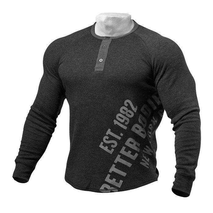 Better Bodies Longsleeve Henley antracite melange L