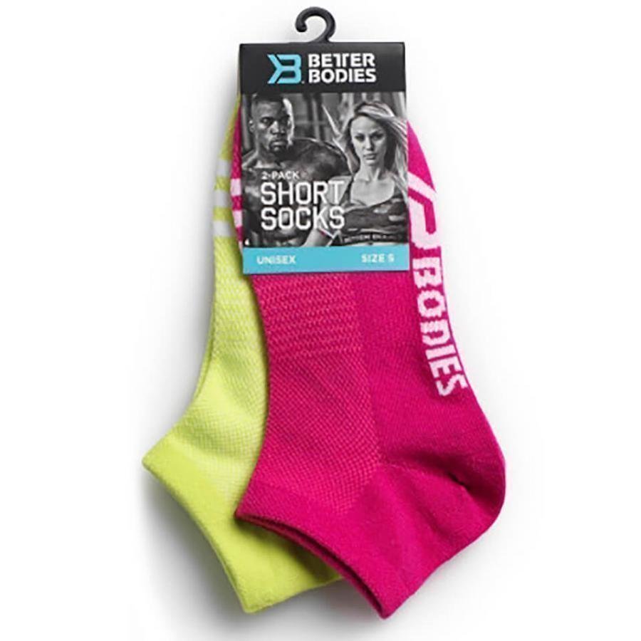 Better Bodies Short 2 Pack Socks Pink/Lime M Pink/Green