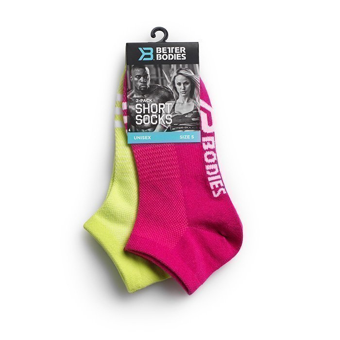 Better Bodies Short Socks 2-pack pink/lime