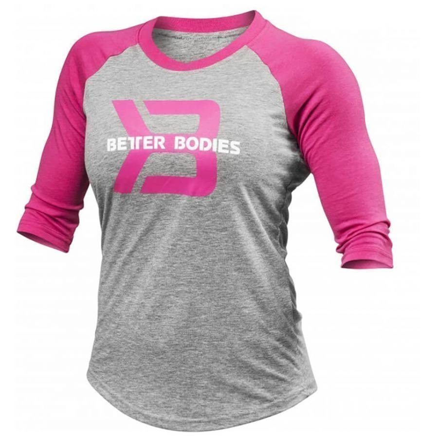 Better Bodies Women's Baseball T-Shirt Grey Melange/PInk L Grey/Pink
