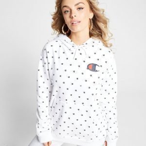 Champion All Over Print Logo Boyfriend Huppari Valkoinen