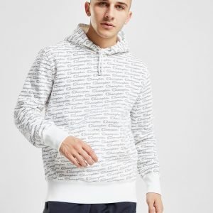 Champion All Over Print Script Hoodie Valkoinen