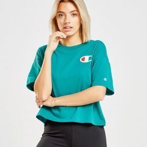 Champion Big C Logo Crop T-Shirt Teal