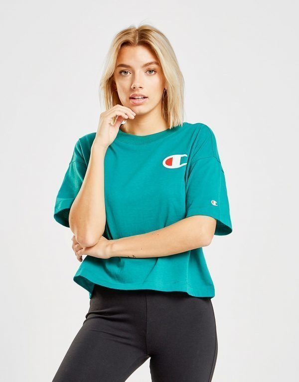 Champion Big C Logo Crop T-Shirt Teal