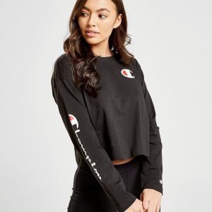 Champion Long Sleeve Crop T-Paita Musta