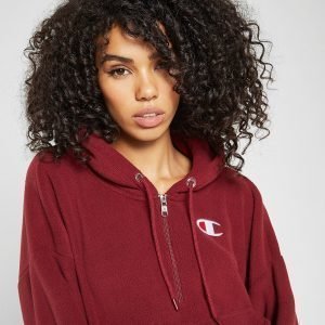 Champion Polar Fleece 1/4 Zip Hoodie Burgundy / White