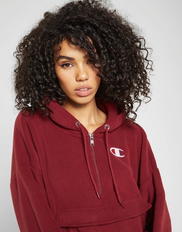 Champion Polar Fleece 1/4 Zip Hoodie Burgundy / White