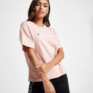 Champion Script Logo Boyfriend T-Paita Vaaleanpunainen