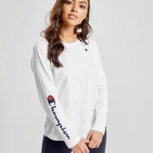 Champion Script Sleeve Long Sleeve Paita Valkoinen