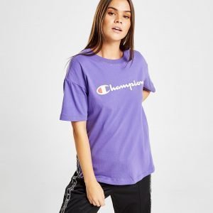 Champion Tape Logo Boyfriend T-Paita Violetti