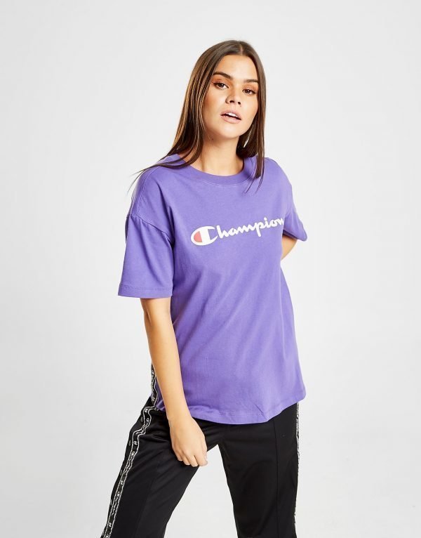 Champion Tape Logo Boyfriend T-Paita Violetti