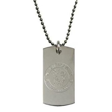 Chelsea Engraved Crest Dog Tag & Chain