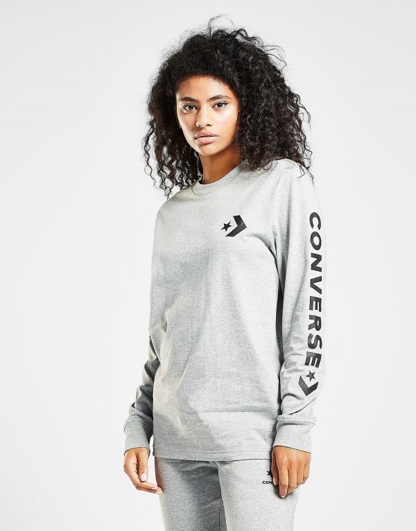 Converse Star Chevron Long Sleeve T-Paita Harmaa